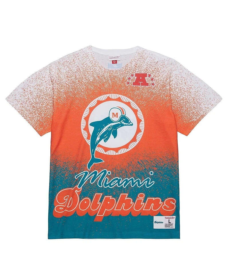 Mitchell & Ness Men's White Miami Dolphins Team Burst Vintage Logo T-Shirt