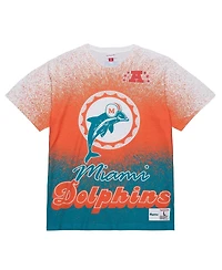 Mitchell & Ness Men's White Miami Dolphins Team Burst Vintage Logo T-Shirt