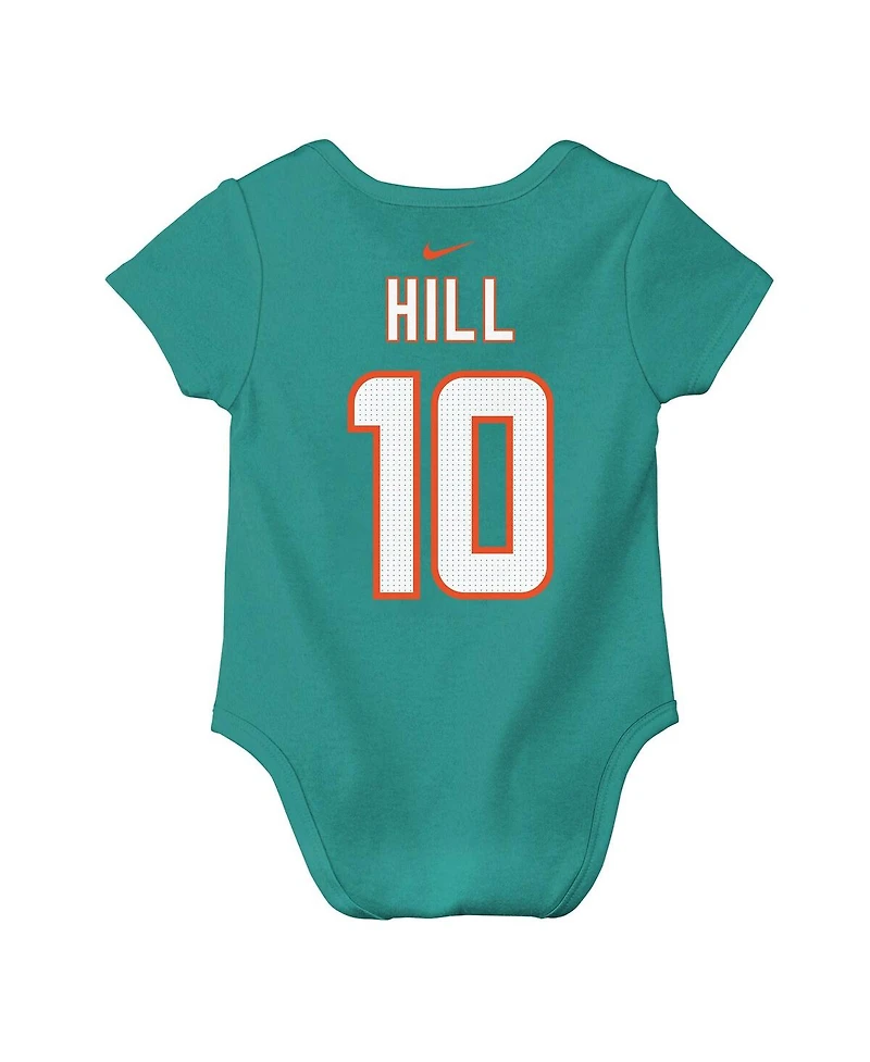 Nike Baby Boys and Girls Tyreek Hill Aqua Miami Dolphins Player Name Number Bodysuit