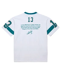 Mitchell & Ness Men's Dan Marino White Miami Dolphins Name Number Team Origins Vintage Logo T-Shirt