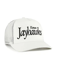 '47 Brand Men's and Women's Cream Kansas Jayhawks Foundation Script Adjustable Trucker Hat