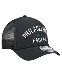 New Era Men's Black Philadelphia Eagles Active Minimalist M-Crown A-Frame 9FORTY Adjustable Hat