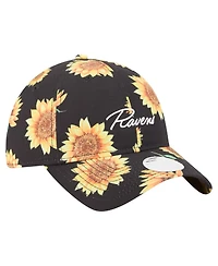 New Era Women's Black Baltimore Ravens Adventure Sunflower 9TWENTY Adjustable Hat