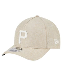 New Era Men's Beige Pittsburgh Pirates Cotton Weave M-Crown A-Frame 9FORTY Adjustable Hat