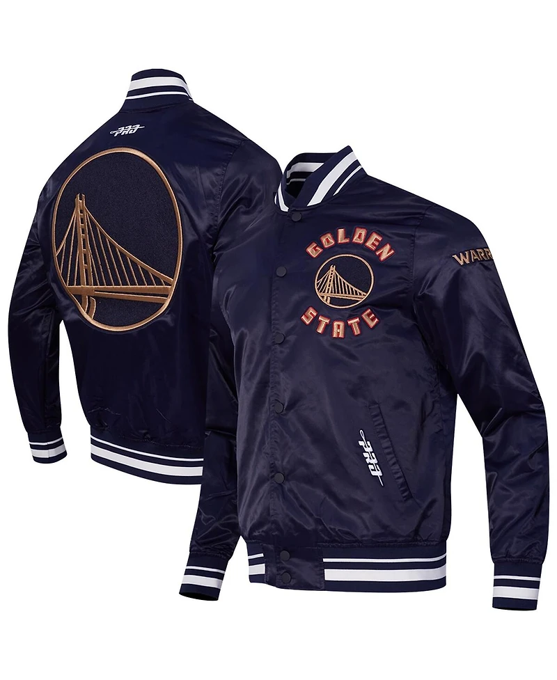Pro Standard Men's Navy Golden State Warriors 2024/25 City Edition Chenille Satin Full-Snap Jacket