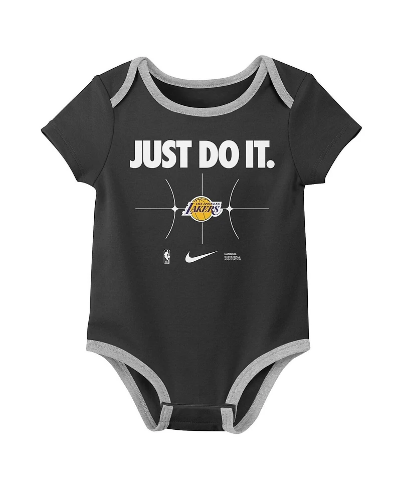 Nike Baby Boys and Girls 2-Pack Purple/Black Los Angeles Lakers Just Do It Bodysuit Set