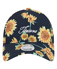New Era Women's Navy Houston Texans Adventure Sunflower 9TWENTY Adjustable Hat