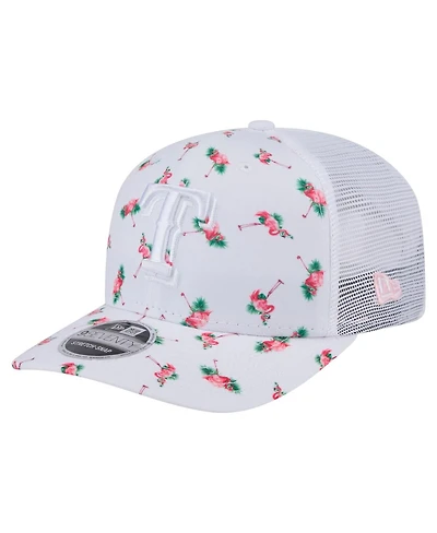 New Era Men's White Texas Rangers Flamingo Mesh Back 9SEVENTY Stretch-Snap Hat