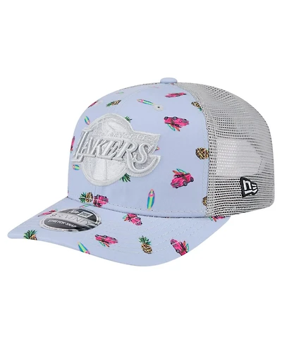 New Era Men's Light Blue/Gray Los Angeles Lakers Adventure Aloha Pattern 9SEVENTY Stretch-Snap Hat