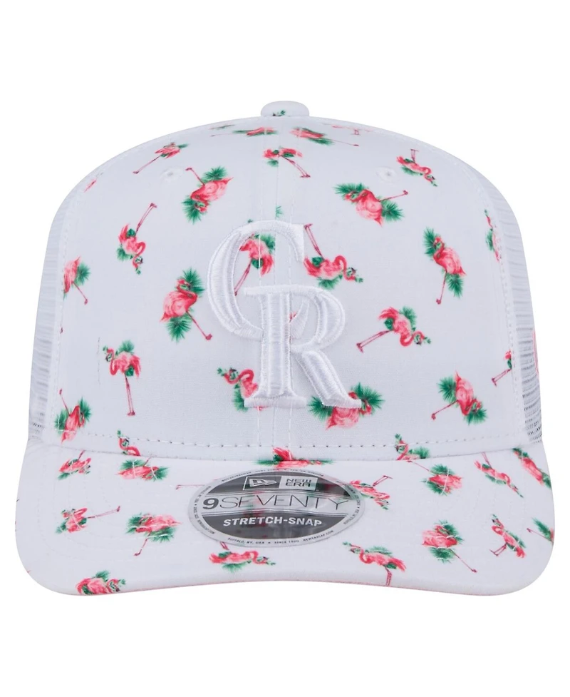 New Era Men's White Colorado Rockies Flamingo Mesh Back 9SEVENTY Stretch-Snap Hat