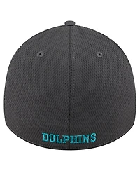 New Era Men's Graphite Miami Dolphins Throwback Logo Main 39THIRTY Flex Hat