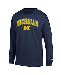 Champion Men's Navy Michigan Wolverines Arch Over Logo Long Sleeve T-Shirt