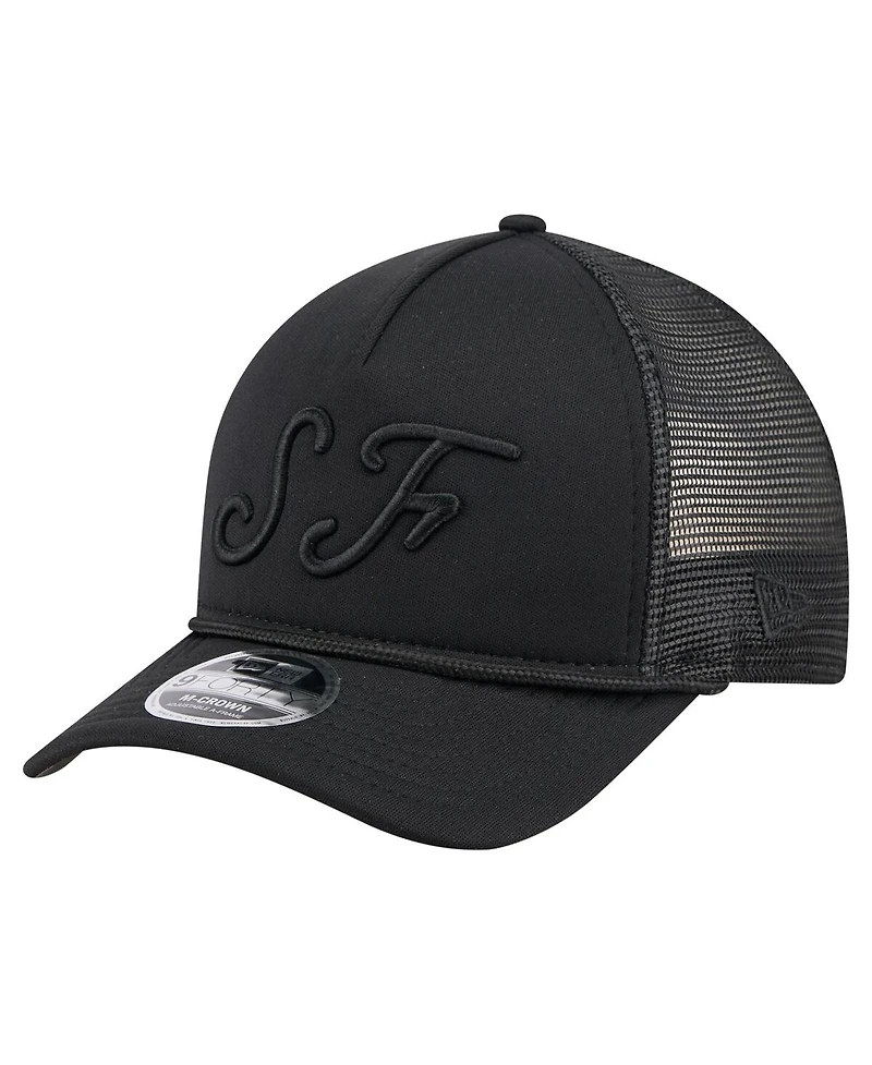 New Era Men's Black San Francisco Giants City Initial 9FORTY A-Frame M-Crown Adjustable Trucker Hat