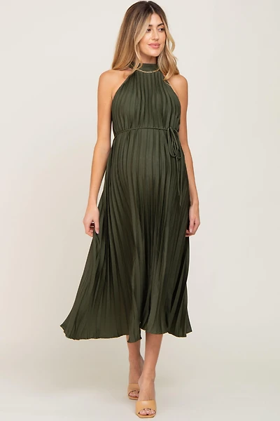 Pinkblush Maternity Olive Pleated Halter Dress