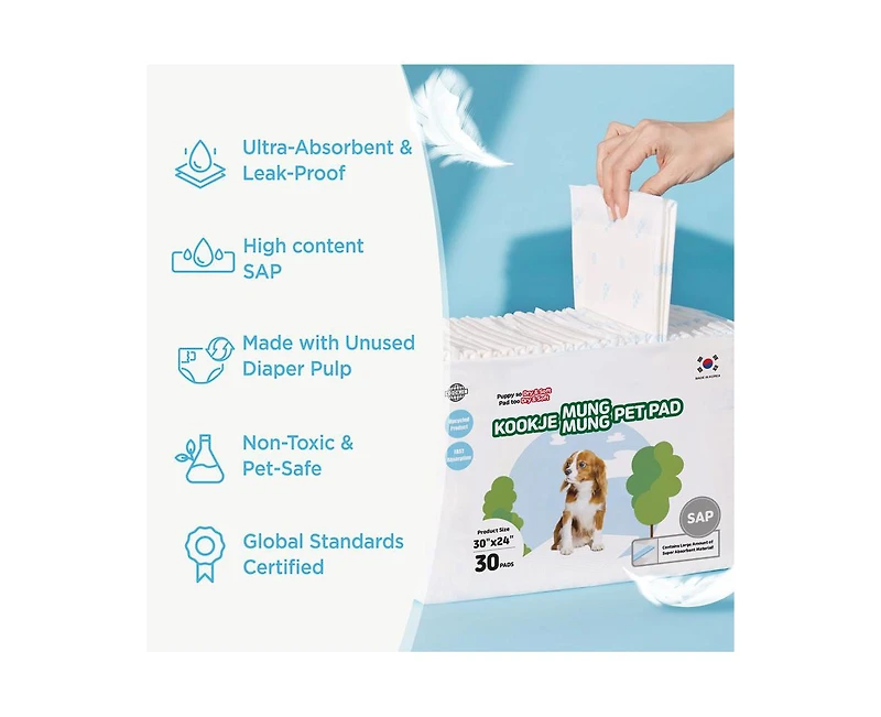 Kproduct4u Kookje Mung Mung Absorbent Upcycled Pulp Pads for Dogs