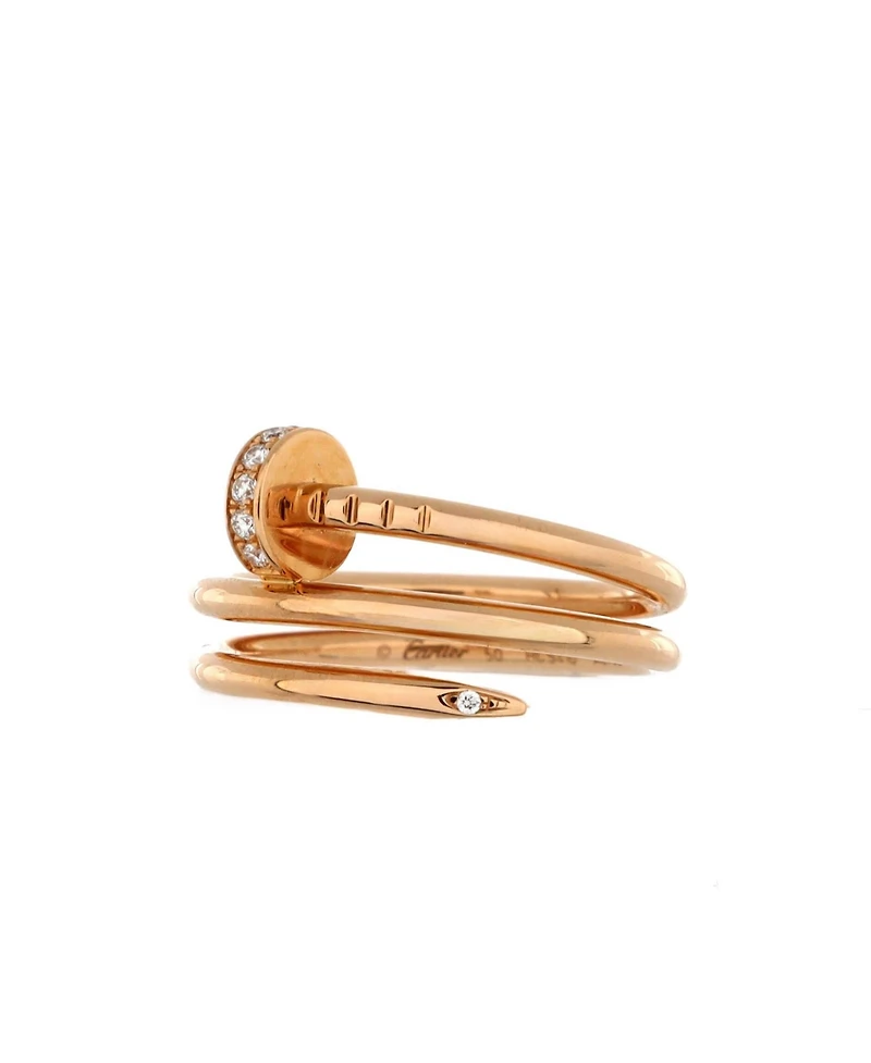 Pre-Owned Cartier Small Juste un Clou Double Ring 18K Rose Gold and Diamonds