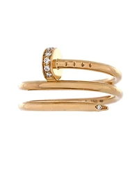 Pre-Owned Cartier Small Juste un Clou Double Ring 18K Gold and Diamonds