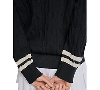 Dkny Sport Women's Cotton Cable Knit V-Neck Sweater