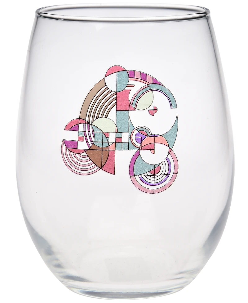 Frank Lloyd Wright Hoffman Rug Stemless Wine Glasses, Set of 4