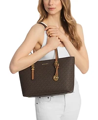 Michael Kors Quinn Medium Signature Logo and Leather Tote Bag