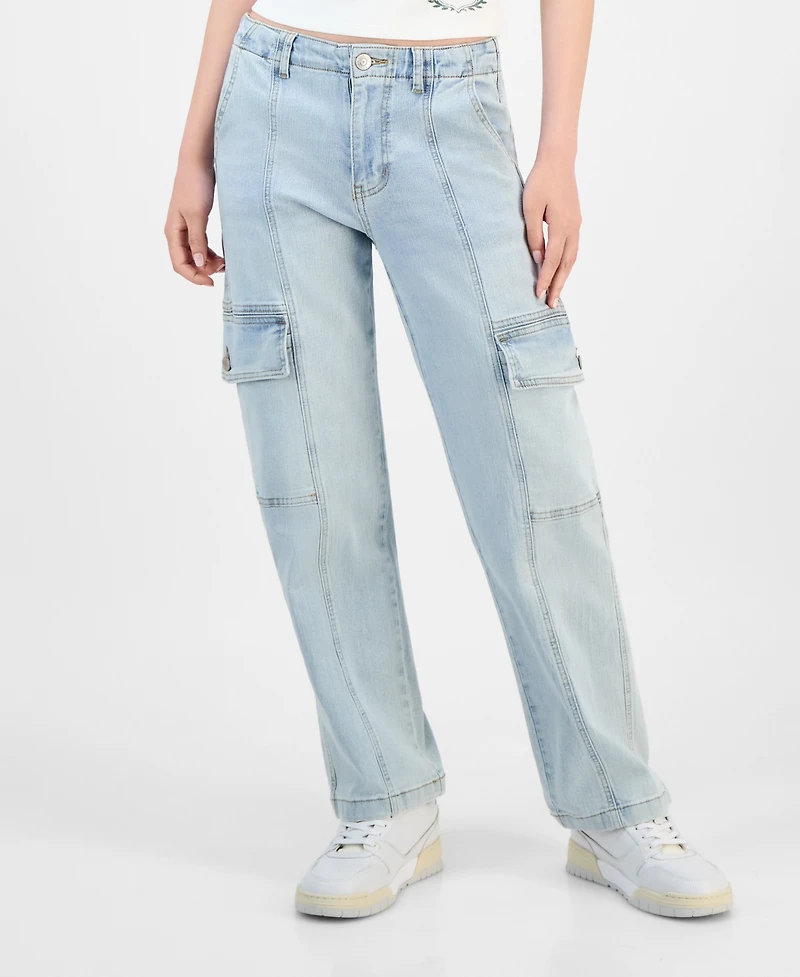 Madden Girl Juniors' High-Rise Cargo Skater Jeans