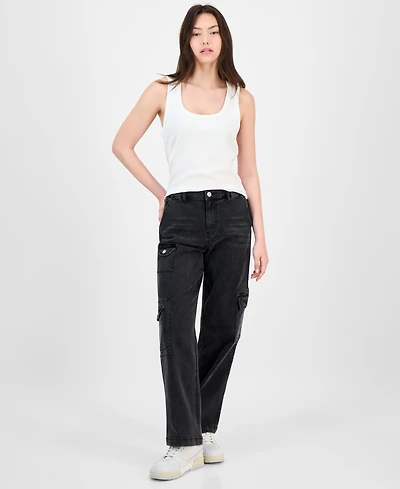 Madden Girl Juniors' Super High-Rise Cargo Skater Jeans