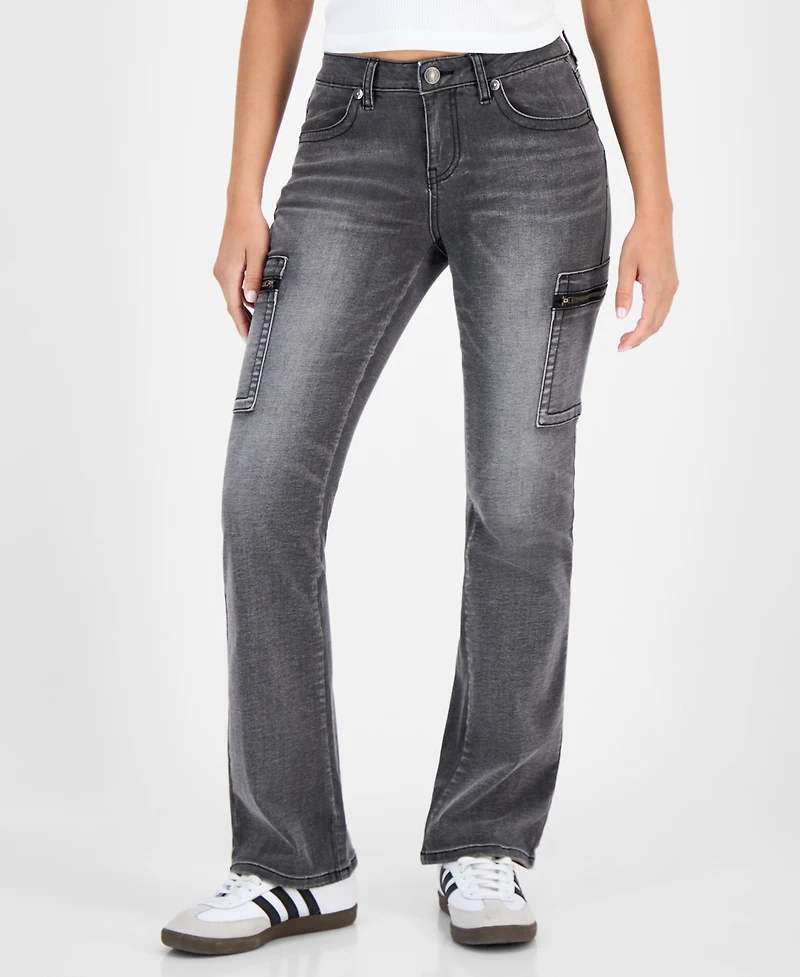 Madden Girl Juniors' Low Rise Cargo Bootcut Jeans