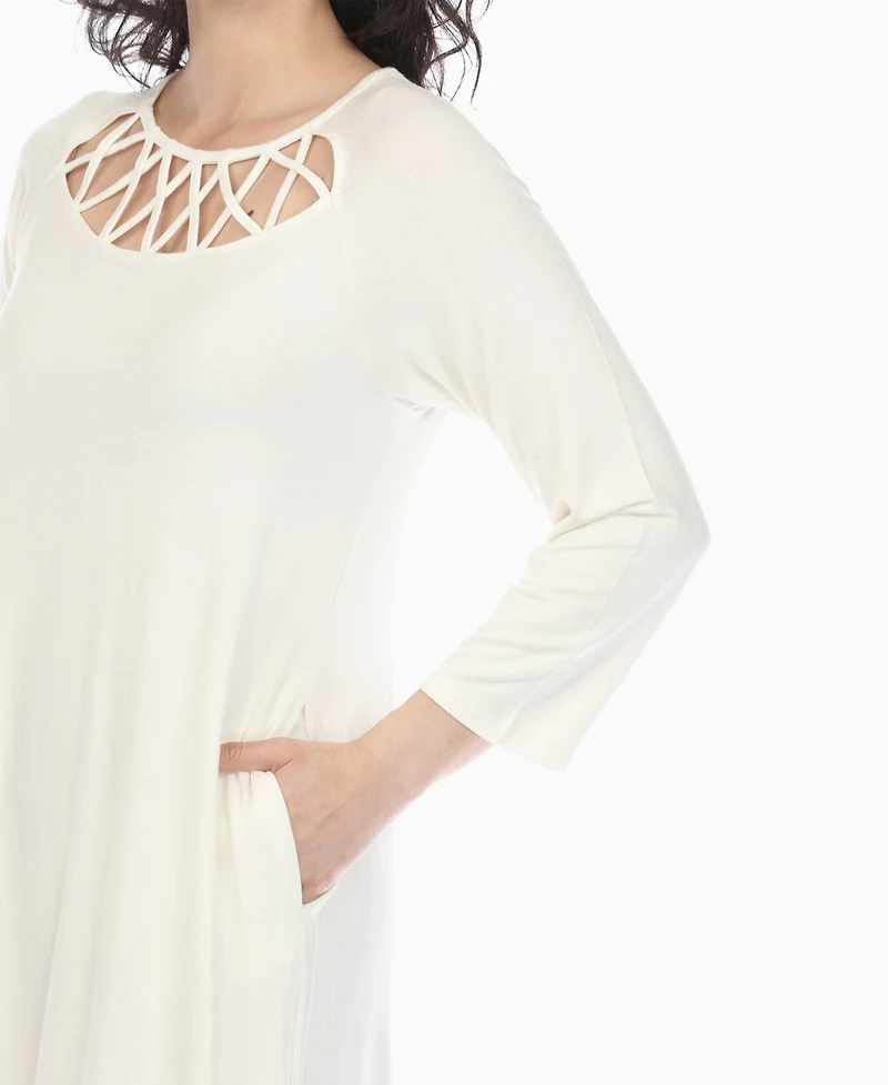 White Mark Women's Criss Cross Neckline A-line Dress