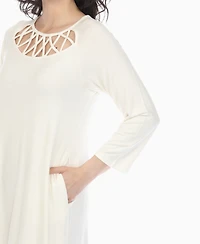 White Mark Women's Criss Cross Neckline A-line Dress