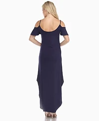 White Mark Women's Cold Shoulder Full Length Maxi Dress