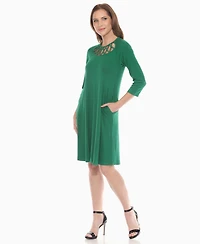 White Mark Women's Criss Cross Neckline A-line Dress