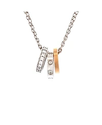 Pre-Owned Cartier Love 3 Ring Pendant Necklace 18K Rose Gold and 18K White Gold with Diamonds