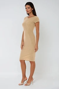 Bebe Women's Milan Metallic T-Shirt Midi Dress