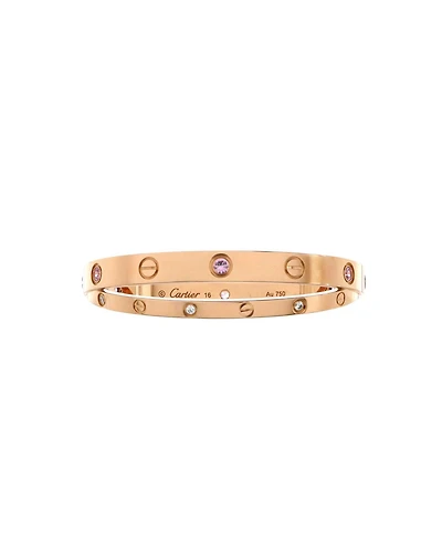 Pre-Owned Cartier Double Love Bracelet 18K Rose Gold with Pink Sapphires and Diamonds