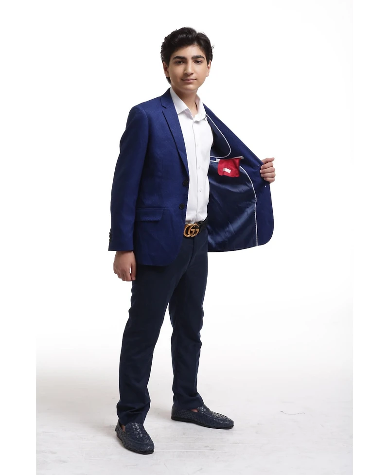 Elie Balleh Boys Blue Slim Fit Digital Rain Jacket