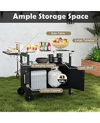 Outdoor Grill Cart with Storage and Folding Stainless Steel Top