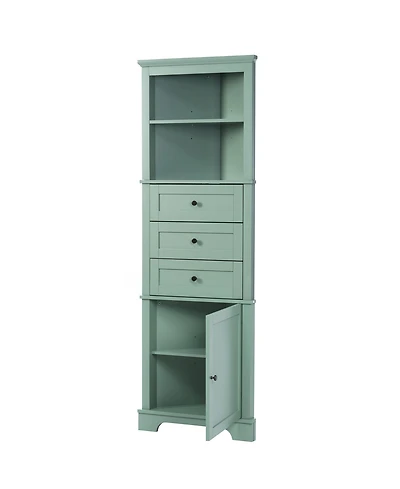Casainc 68.9"H Triangle Tall Cabinet with 3 Drawers and Adjustable Shelves for Bathroom/Living Room