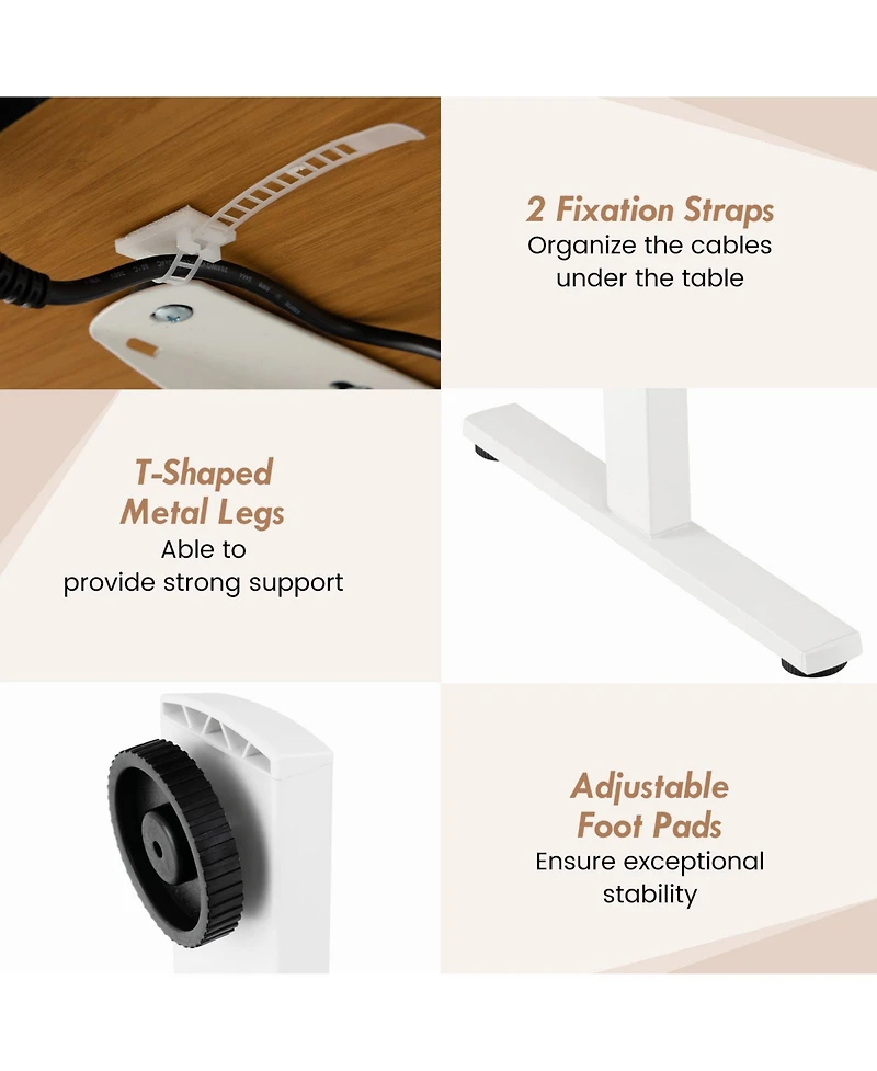 55 x 24 Inches Sit Stand Home Office Desk with 3 Memory Height Settings