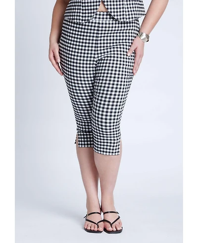 Eloquii Women's Gingham Capri Legging
