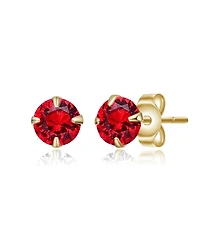 Kids 14K Gold Plated with Colored Round Cubic Zirconia Stud Earrings
