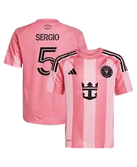 Adidas Big Boys and Girls Sergio Busquets Light Pink Inter Miami Cf 2025 Euforia Replica Player Jersey