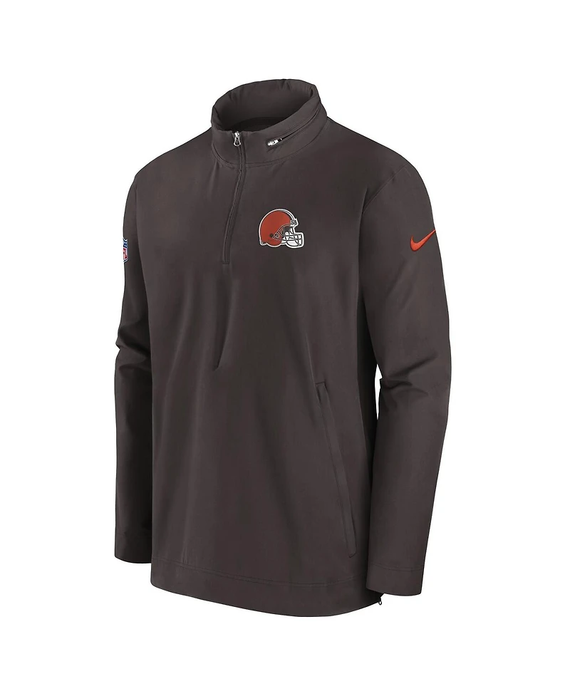 Nike Men's Brown Cleveland Browns Sideline Coach Half-Zip Jacket