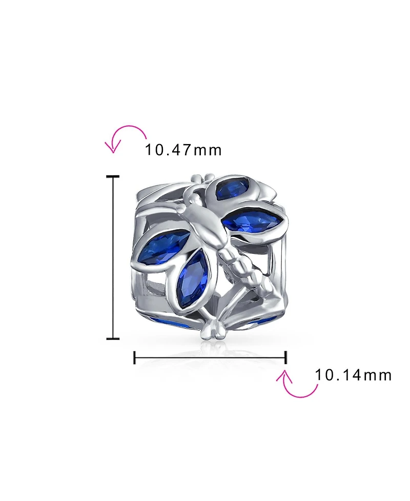 Bling Jewelry Blue Cz Butterfly Dragonfly Firefly Bead Charm Bead Fits European Bracelet Sterling Silver