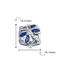Bling Jewelry Blue Cz Butterfly Dragonfly Firefly Bead Charm Bead Fits European Bracelet Sterling Silver