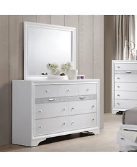 Kings Brand Furniture Watson Wood 7-Drawer Dresser & Mirror for Bedroom, Entryway White