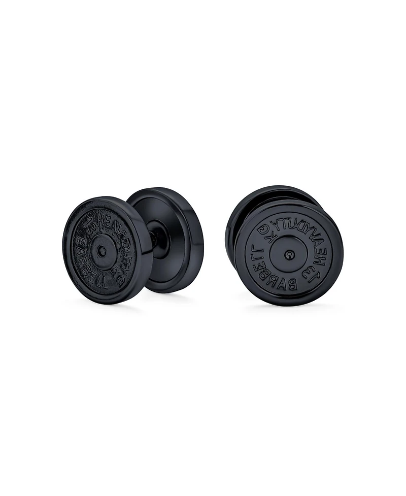 Bling Jewelry Dumbbell Black Ear Plug Earrings for Men 316L Steel 16G 12MM