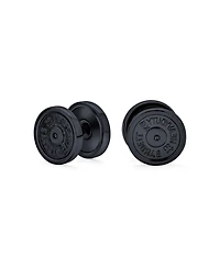Bling Jewelry Dumbbell Black Ear Plug Earrings for Men 316L Steel 16G 12MM