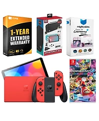 Nintendo Switch Oled Mario Red Edition with Mario Kart 8 Deluxe, Surge Accessory Gaming Kit