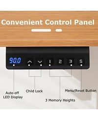 Electric Standing Desk with 3 Memory Height Settings and 2 Hanging Hooks & Cable Management