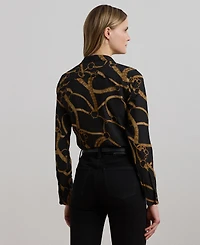 Lauren Ralph Women's Classic-Fit Belting-Print Crepe Shirt